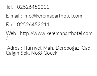 Kerem Apart Hotel iletiim bilgileri